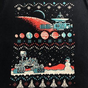 🧿 3 for $33 🧿 Space Ugly Christmas Graphic Tee Planets Galaxy Womens XL